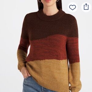 Fortune & Ivy Elegant Colorblock Crew Neck Sweater